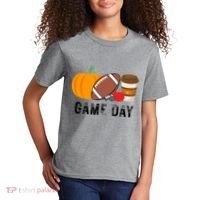 Game Day Football Pumpkin Fall Kids T-Shirt thumb 2