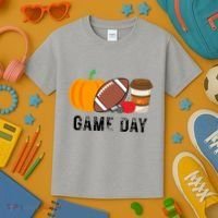 Game Day Football Pumpkin Fall Kids T-Shirt thumb 3