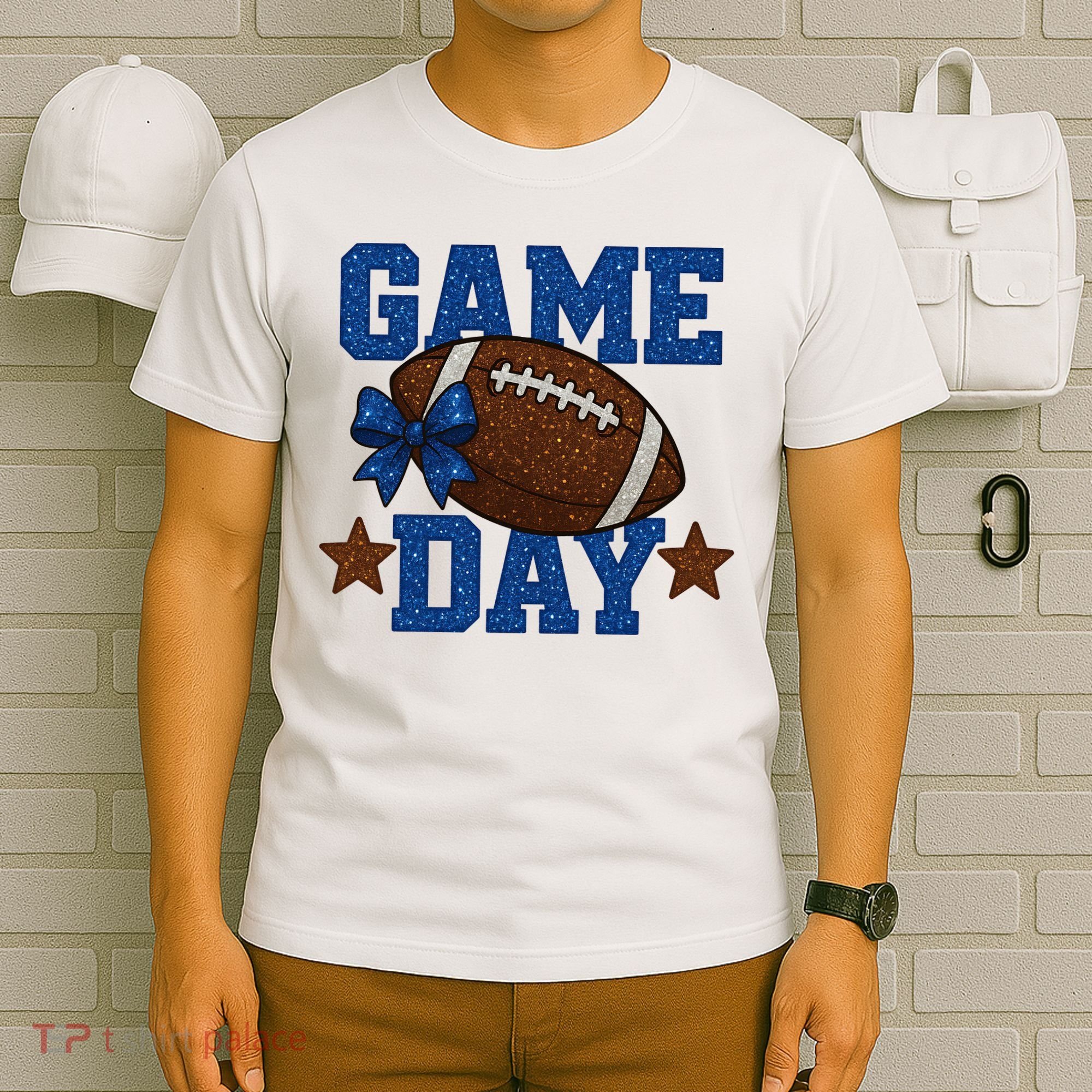 Game Day Football Season Football Blue Gold Vibes T-Shirt