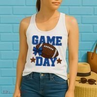 Game Day Football Season Football Blue Gold Vibes Women's Tank Top thumb 2