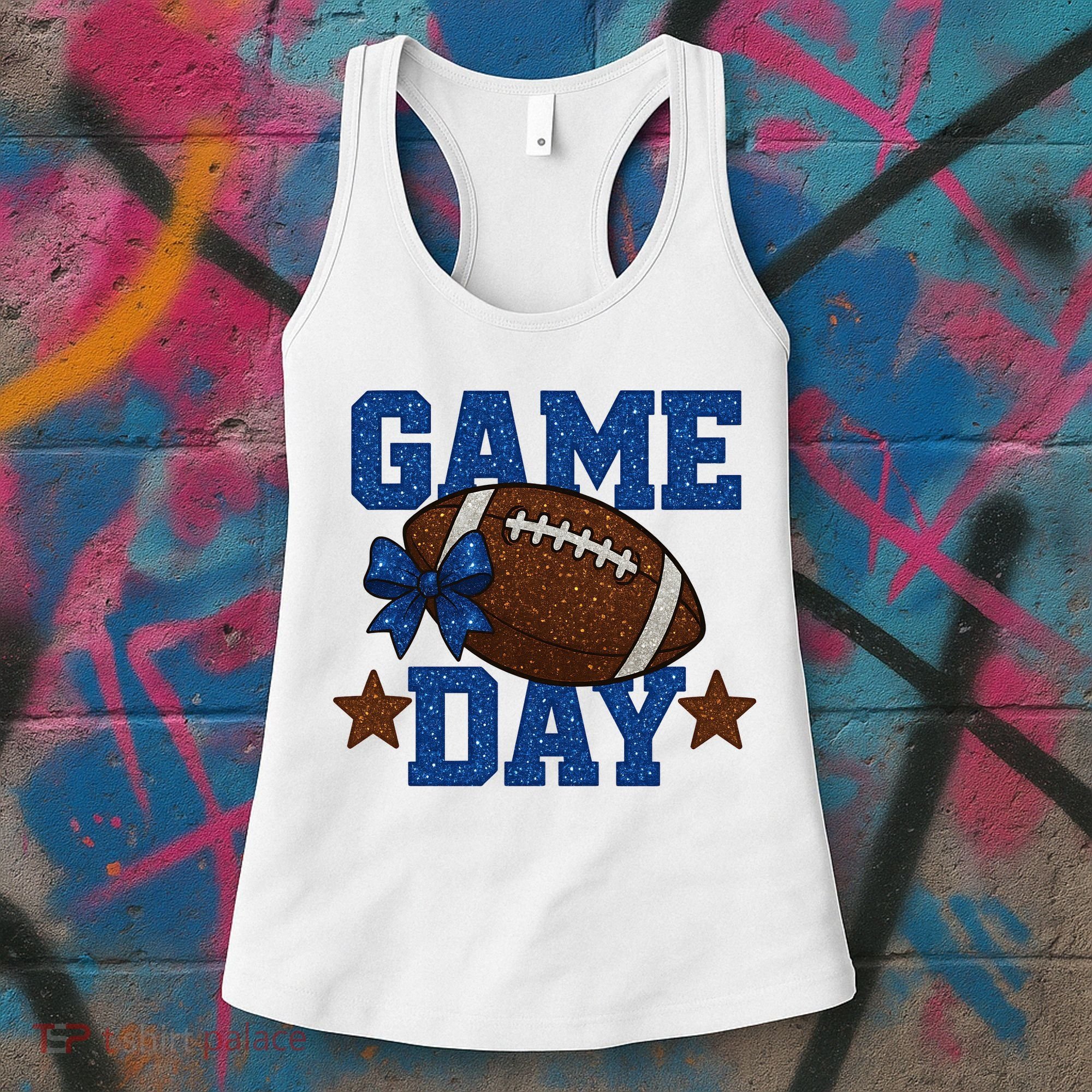 Game Day Football Season Football Blue Gold Vibes Women's Tank Top