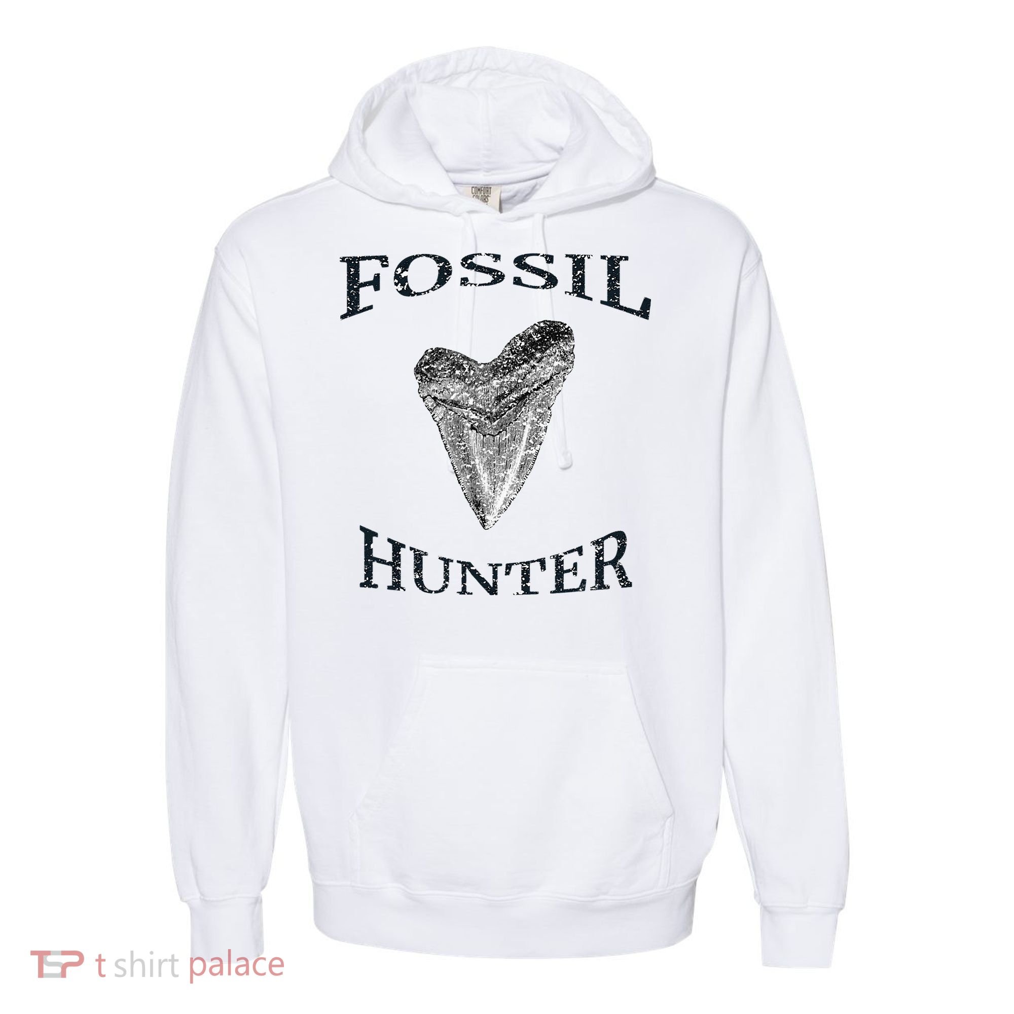 Great Distressed Fossil Hunter Megalodon Tooth Enthusiast Comfort Colors Garment-Dyed Hooded Sweatshirt