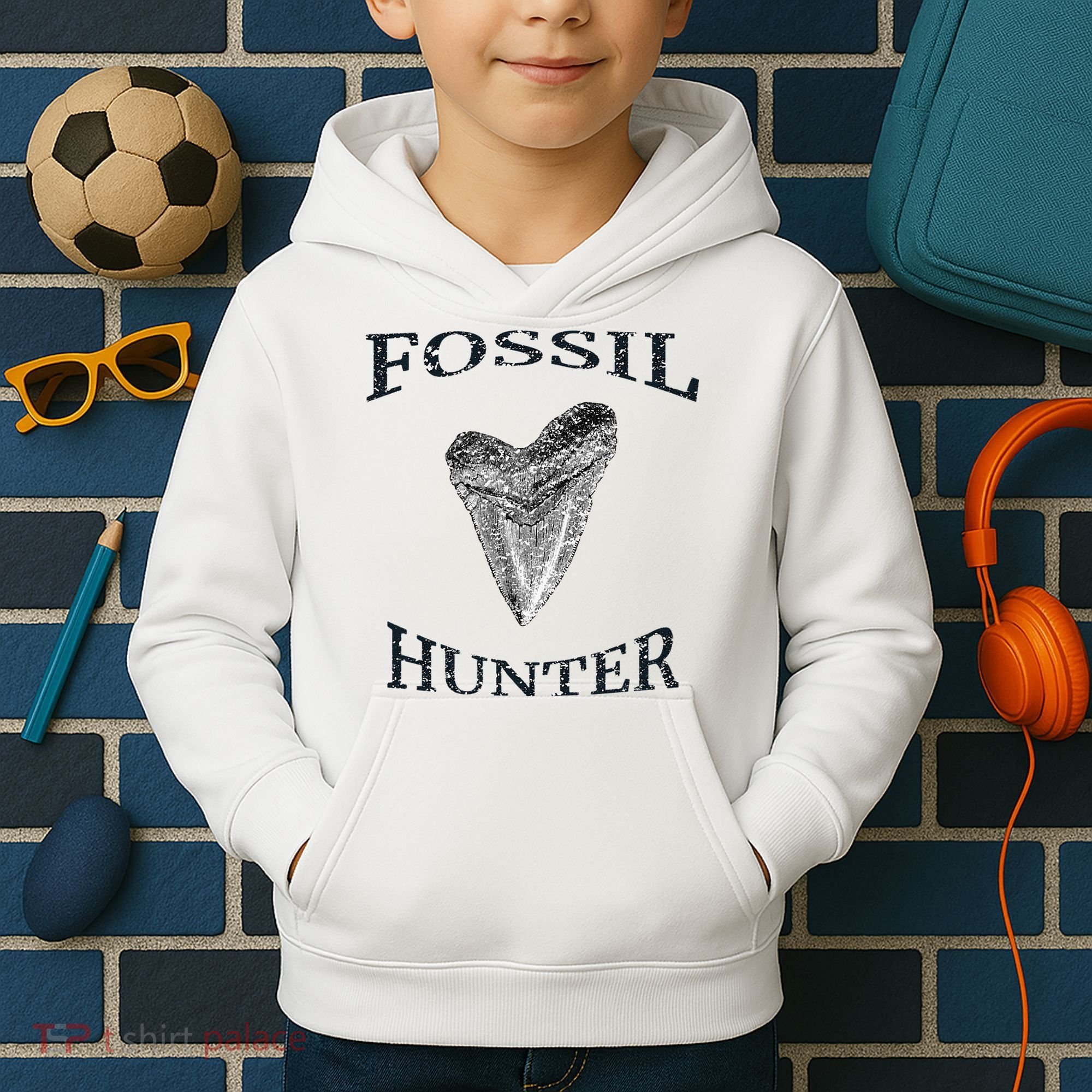 Great Distressed Fossil Hunter Megalodon Tooth Enthusiast Kids Hoodie