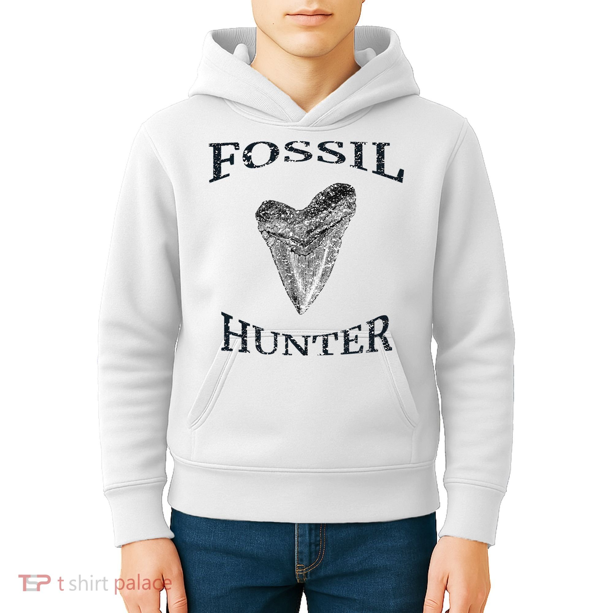 Great Distressed Fossil Hunter Megalodon Tooth Enthusiast Kids Hoodie