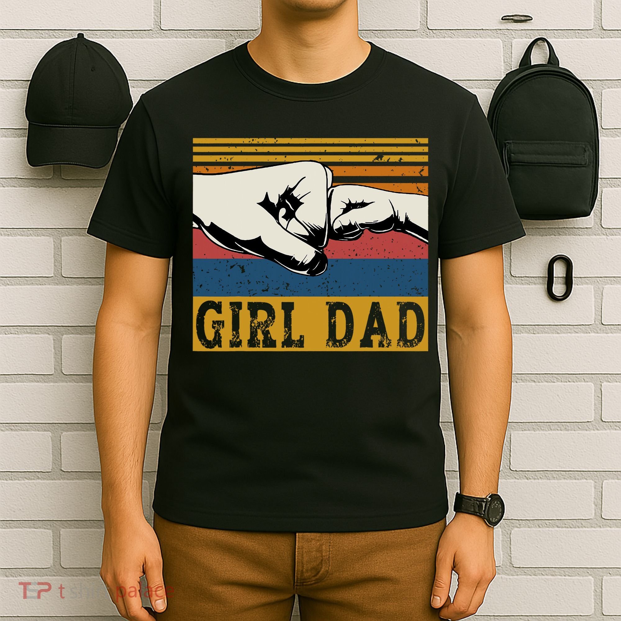 Girl Dad Father Of Girl Fathers Day Vintage T-Shirt