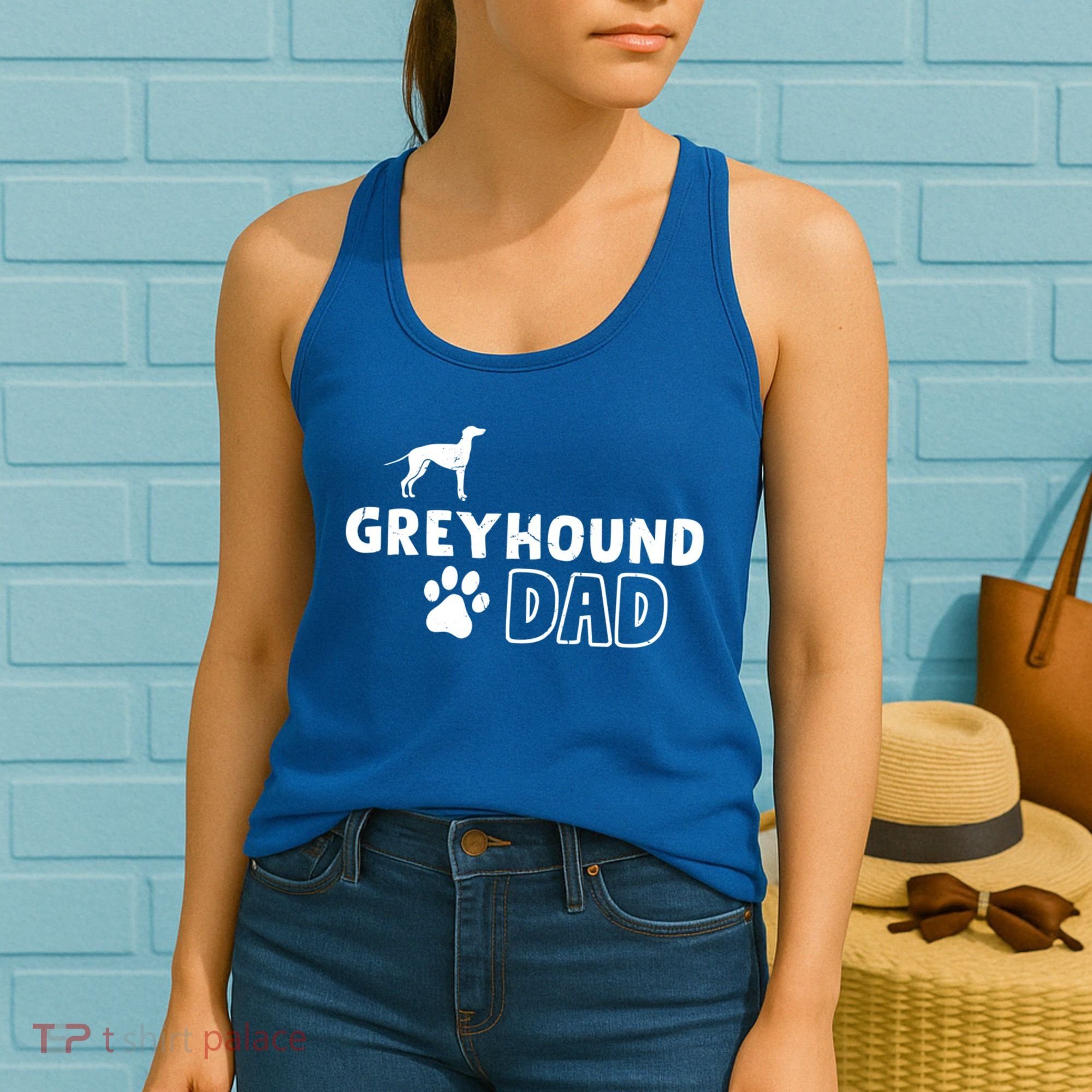 Greyhound Dad Funny Cute Dog Owner Adopt Rescue Fathers Day Gift Women's Tank Top