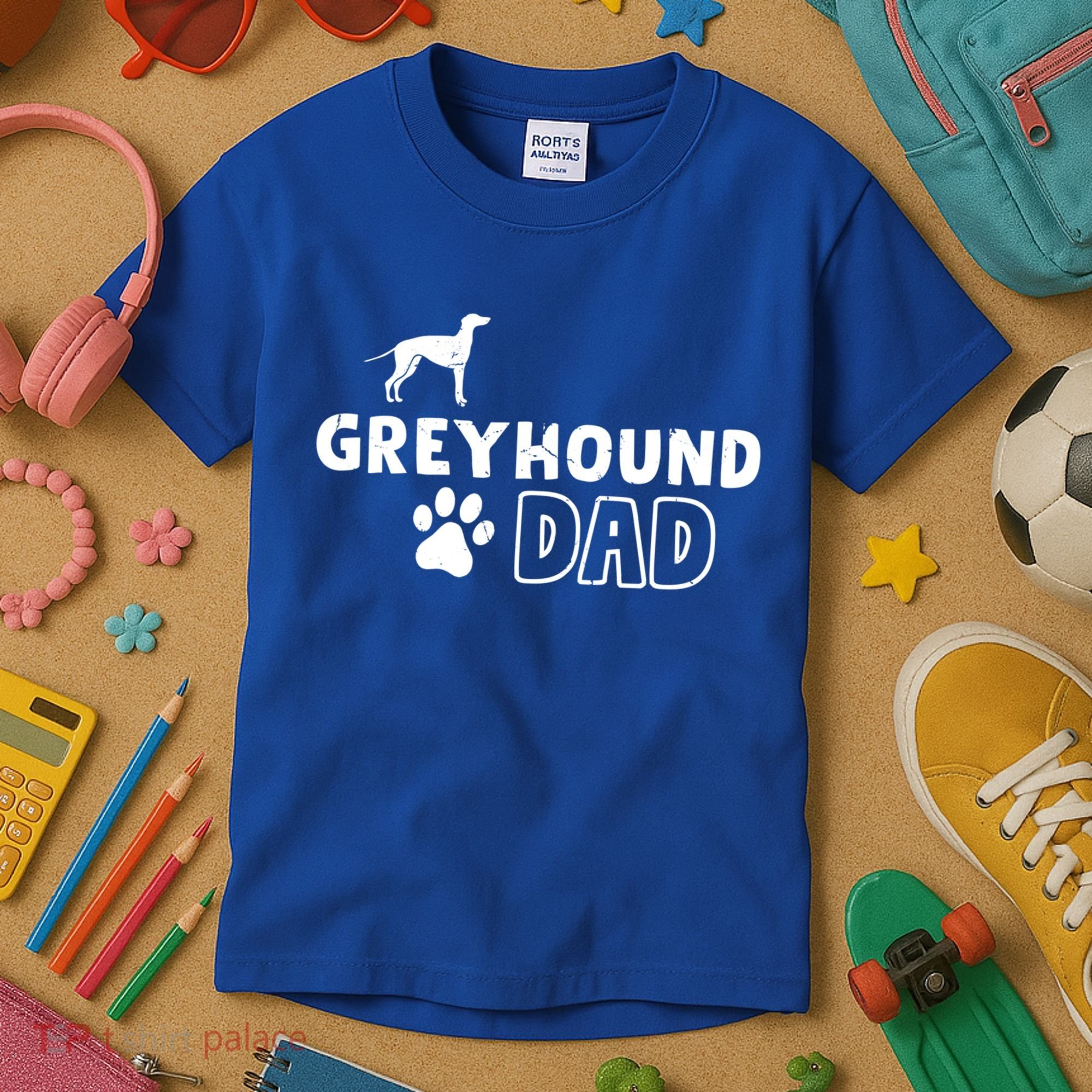 Greyhound Dad Funny Cute Dog Owner Adopt Rescue Fathers Day Gift Kids T-Shirt