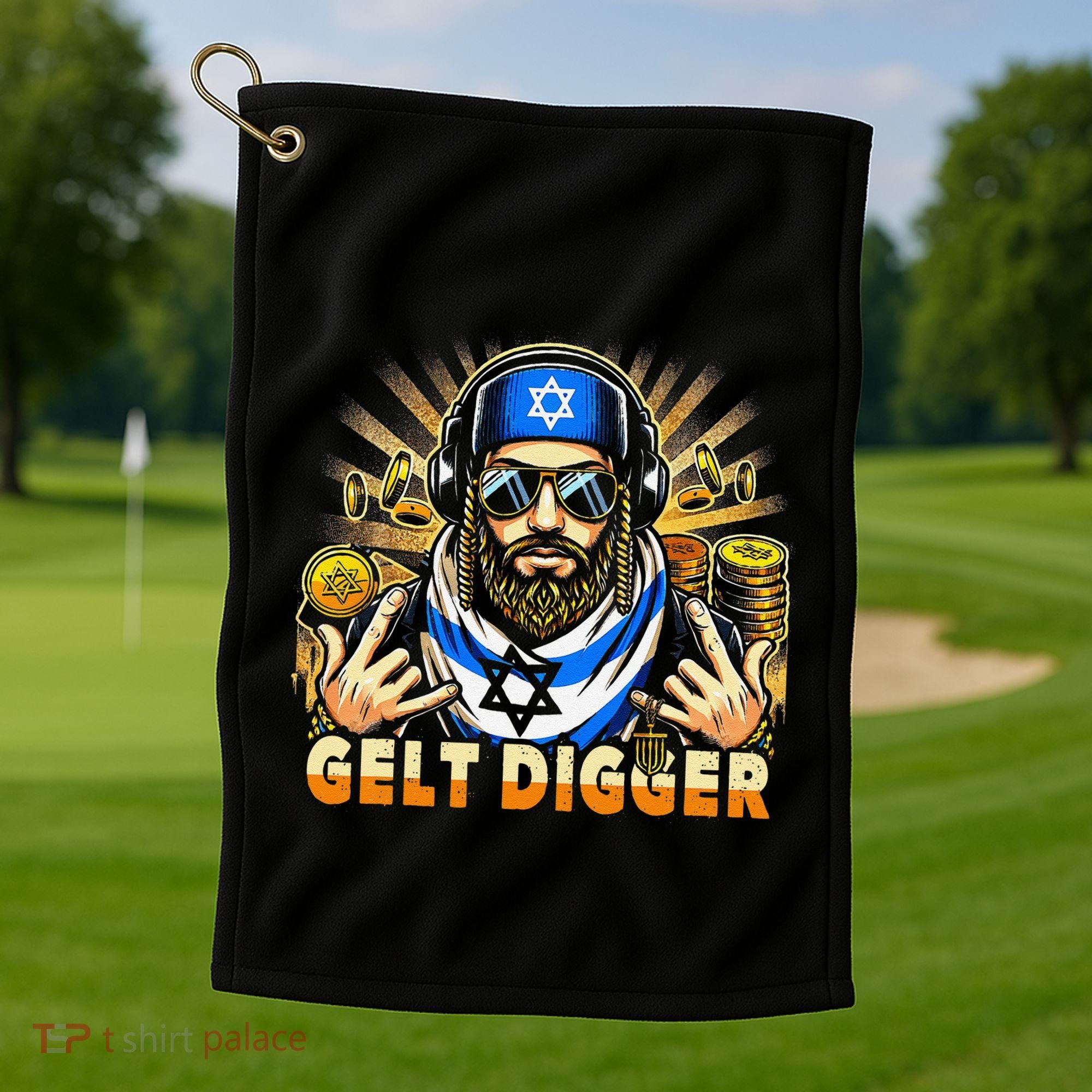 Gelt Digger Funny Jewish Rapper Isreali Golf Towel