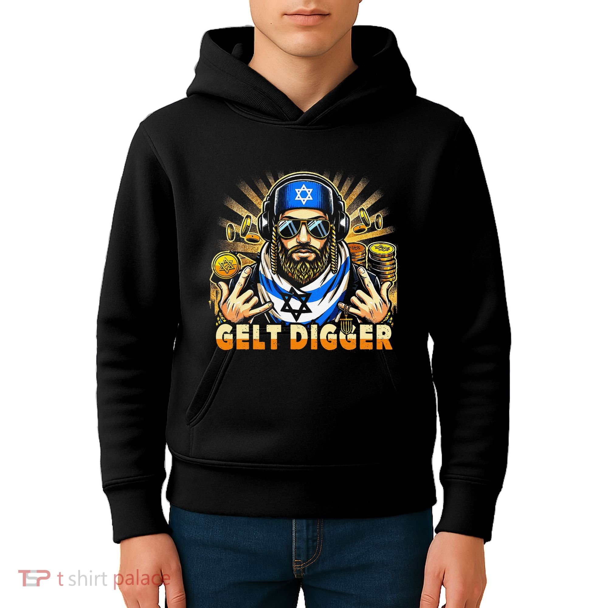 Gelt Digger Funny Jewish Rapper Isreali Kids Hoodie
