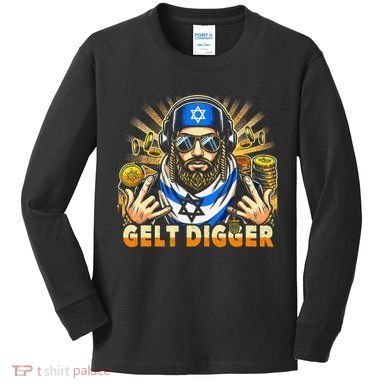 Gelt Digger Funny Jewish Rapper Isreali Kids Long Sleeve Shirt