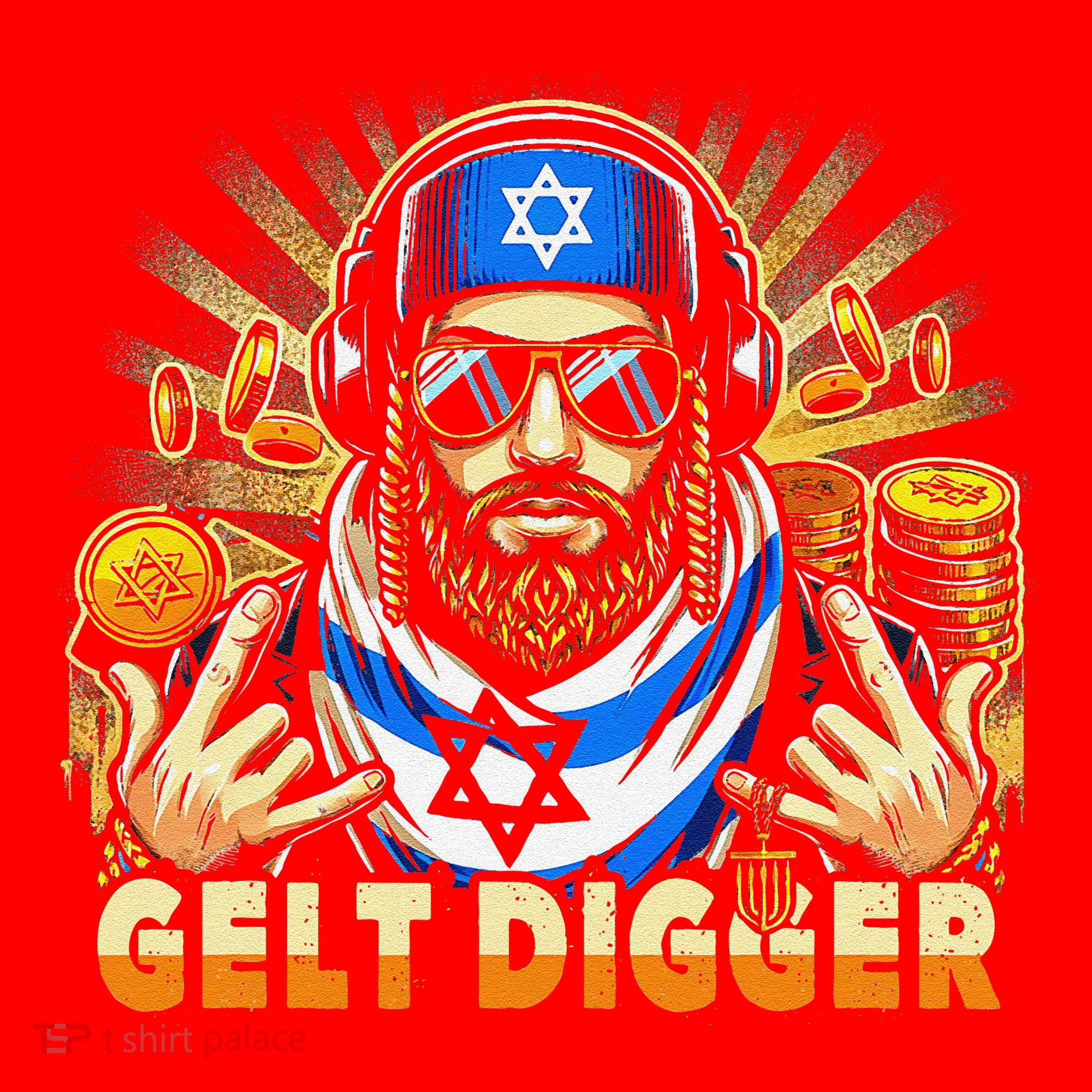 Gelt Digger Funny Jewish Rapper Isreali Santa Hat