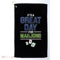 Great Day For Mahjong Player Chinese Board Game Solitaire Funny Gift Golf Towel thumb 0