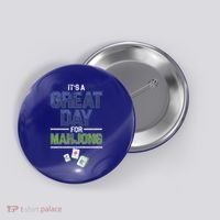 Great Day For Mahjong Player Chinese Board Game Solitaire Funny Gift Button thumb 0