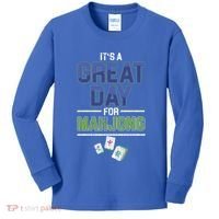 Great Day For Mahjong Player Chinese Board Game Solitaire Funny Gift Kids Long Sleeve Shirt thumb 0