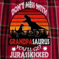 Grandpa Dinosaur Men's Flannel Plaid Pajama Pants thumb 2