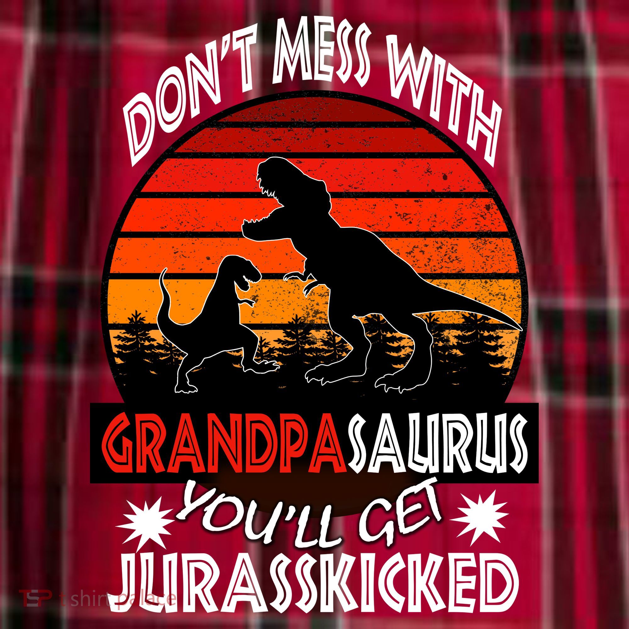 Grandpa Dinosaur Men's Flannel Plaid Pajama Pants