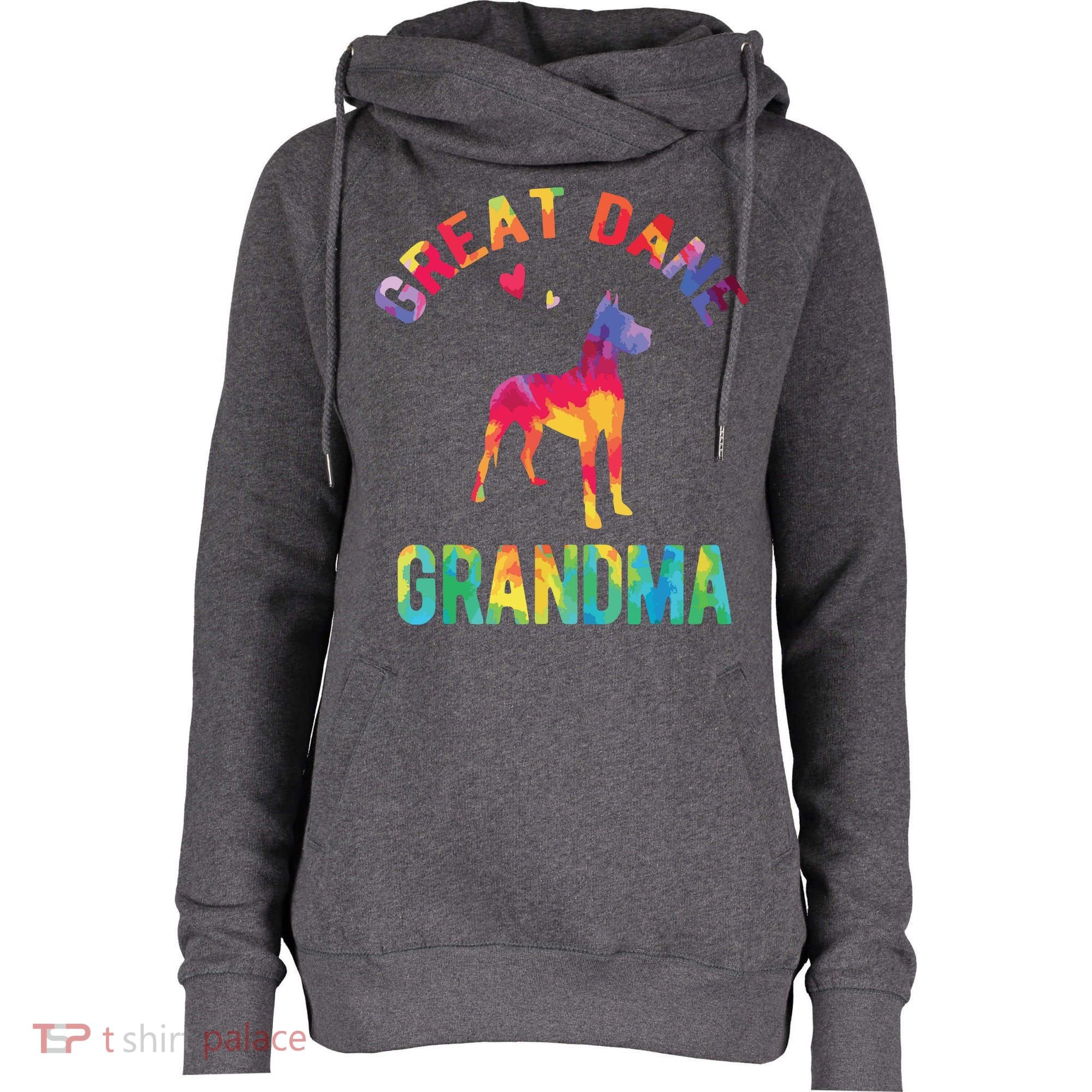 Great Dane Grandma Great Dane Nana Great Dane Dog Lover Womens Funnel Neck Pullover Hood