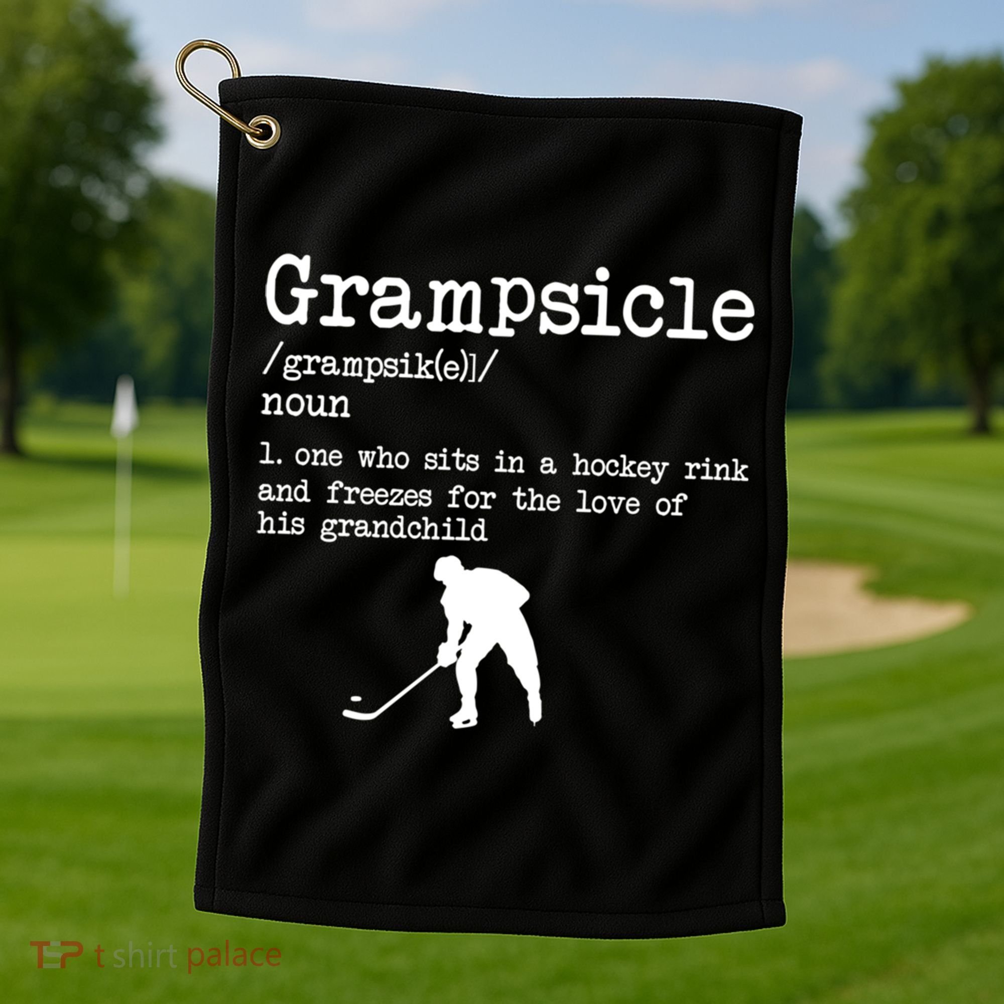 Grampsicle Definition Grandpa Ice Hockey Player Gift Golf Towel