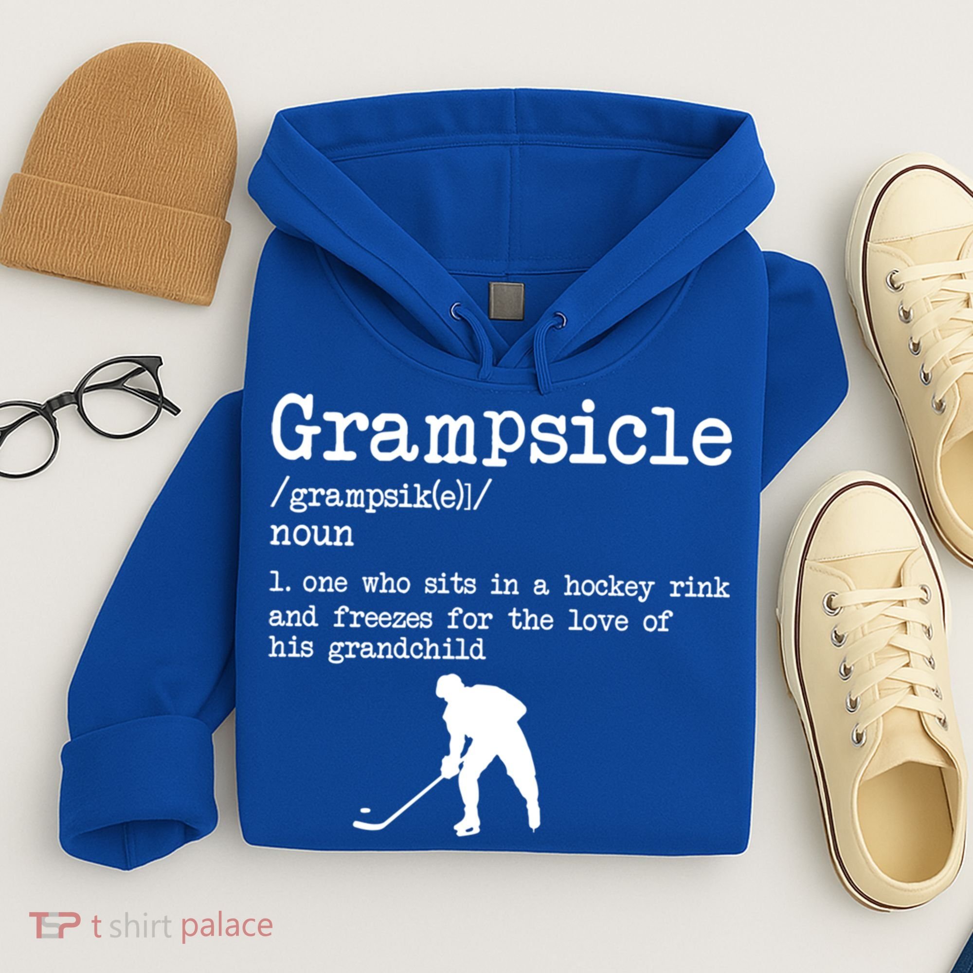 Grampsicle Definition Grandpa Ice Hockey Player Gift Hoodie