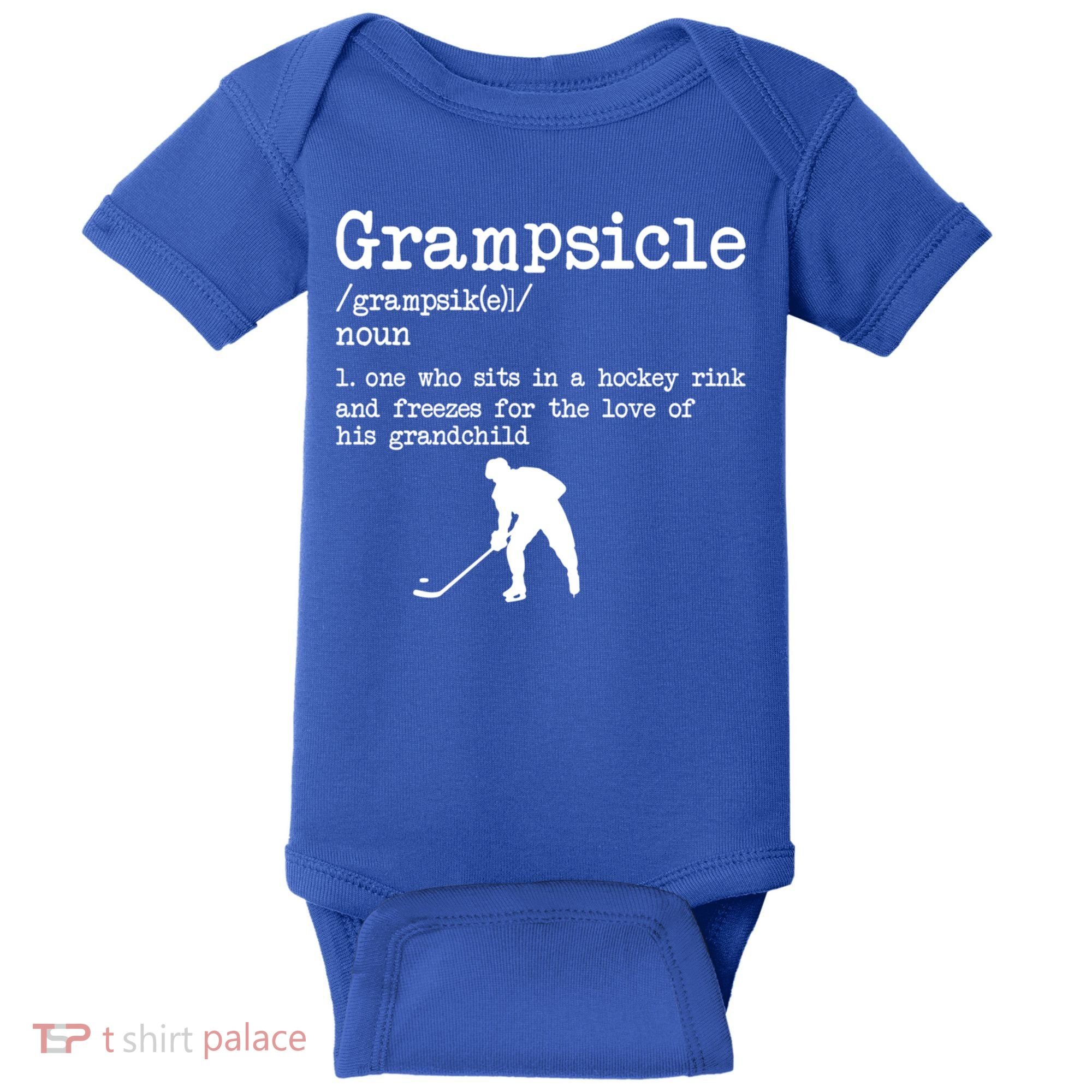 Grampsicle Definition Grandpa Ice Hockey Player Gift Baby Bodysuit
