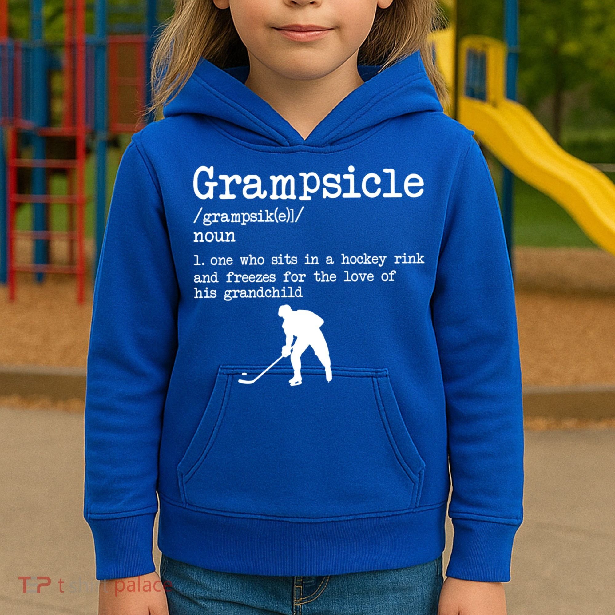 Grampsicle Definition Grandpa Ice Hockey Player Gift Kids Hoodie