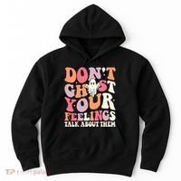 Groovy Don't Ghost Your Feelings Halloween Mental Health Hoodie thumb 0