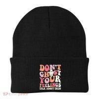 Groovy Don't Ghost Your Feelings Halloween Mental Health Beanie thumb 0