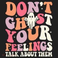 Groovy Don't Ghost Your Feelings Halloween Mental Health Beanie thumb 2