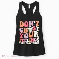 Groovy Don't Ghost Your Feelings Halloween Mental Health Women's Tank Top thumb 0