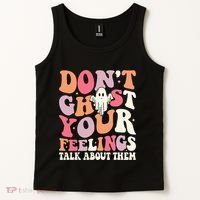 Groovy Don't Ghost Your Feelings Halloween Mental Health Tank Top thumb 2