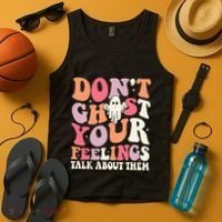 Groovy Don't Ghost Your Feelings Halloween Mental Health Tank Top thumb 4