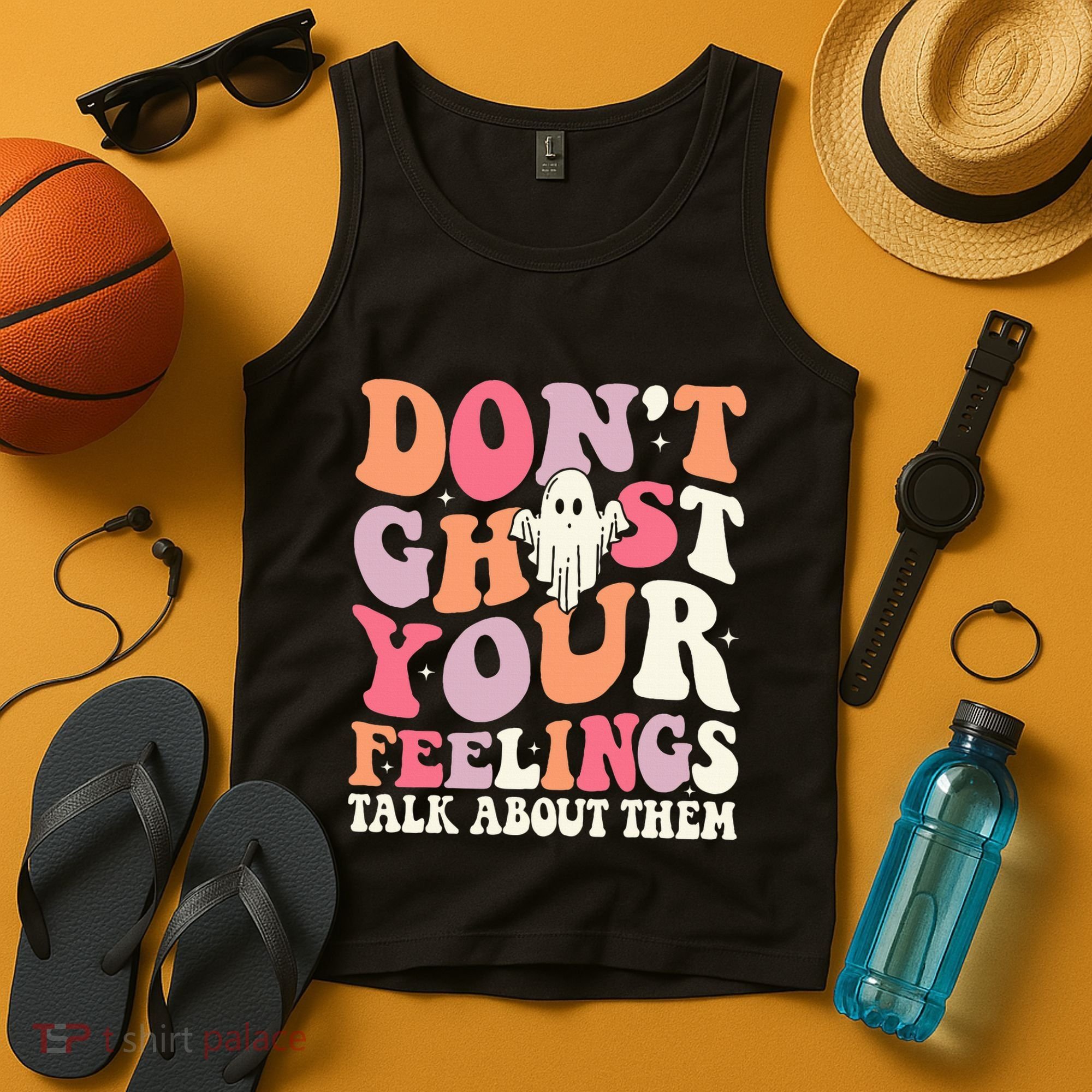 Groovy Don't Ghost Your Feelings Halloween Mental Health Tank Top