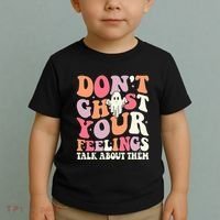 Groovy Don't Ghost Your Feelings Halloween Mental Health Toddler T-Shirt thumb 2