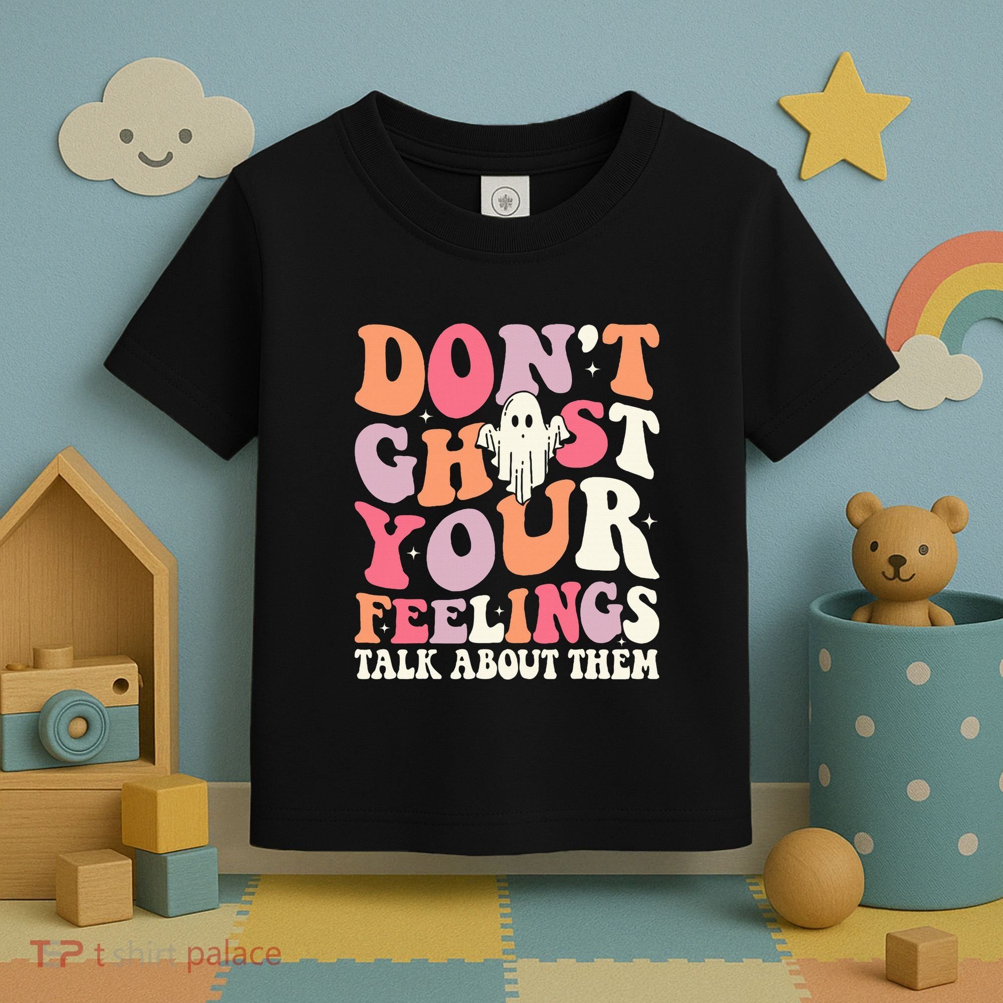 Groovy Don't Ghost Your Feelings Halloween Mental Health Toddler T-Shirt