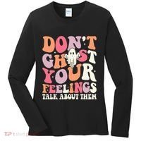 Groovy Don't Ghost Your Feelings Halloween Mental Health Women's Long Sleeve Shirt thumb 0