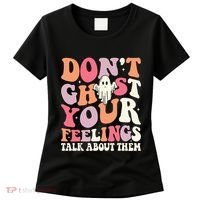 Groovy Don't Ghost Your Feelings Halloween Mental Health Women's T-Shirt thumb 0