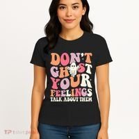 Groovy Don't Ghost Your Feelings Halloween Mental Health Women's T-Shirt thumb 4