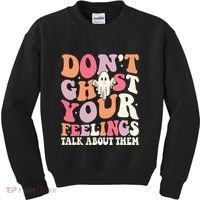 Groovy Don't Ghost Your Feelings Halloween Mental Health Kids Sweatshirt thumb 0