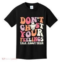 Groovy Don't Ghost Your Feelings Halloween Mental Health Kids T-Shirt thumb 0