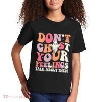 Groovy Don't Ghost Your Feelings Halloween Mental Health Kids T-Shirt thumb 2