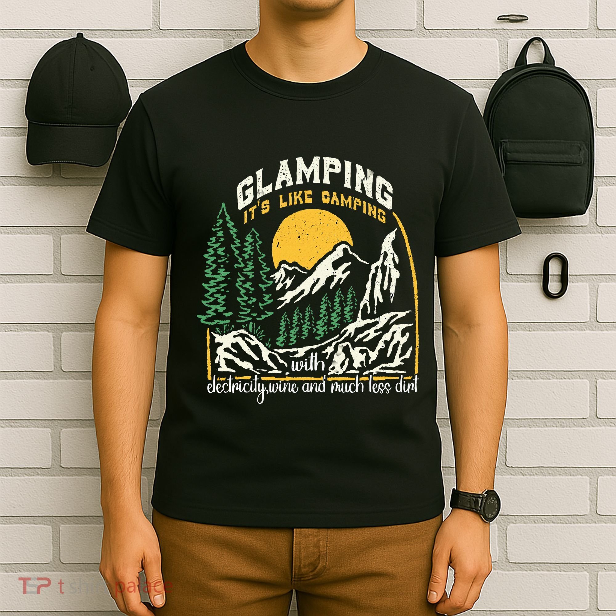 Glamping Definition Glamper Its Like Camping Spark Campers T-Shirt