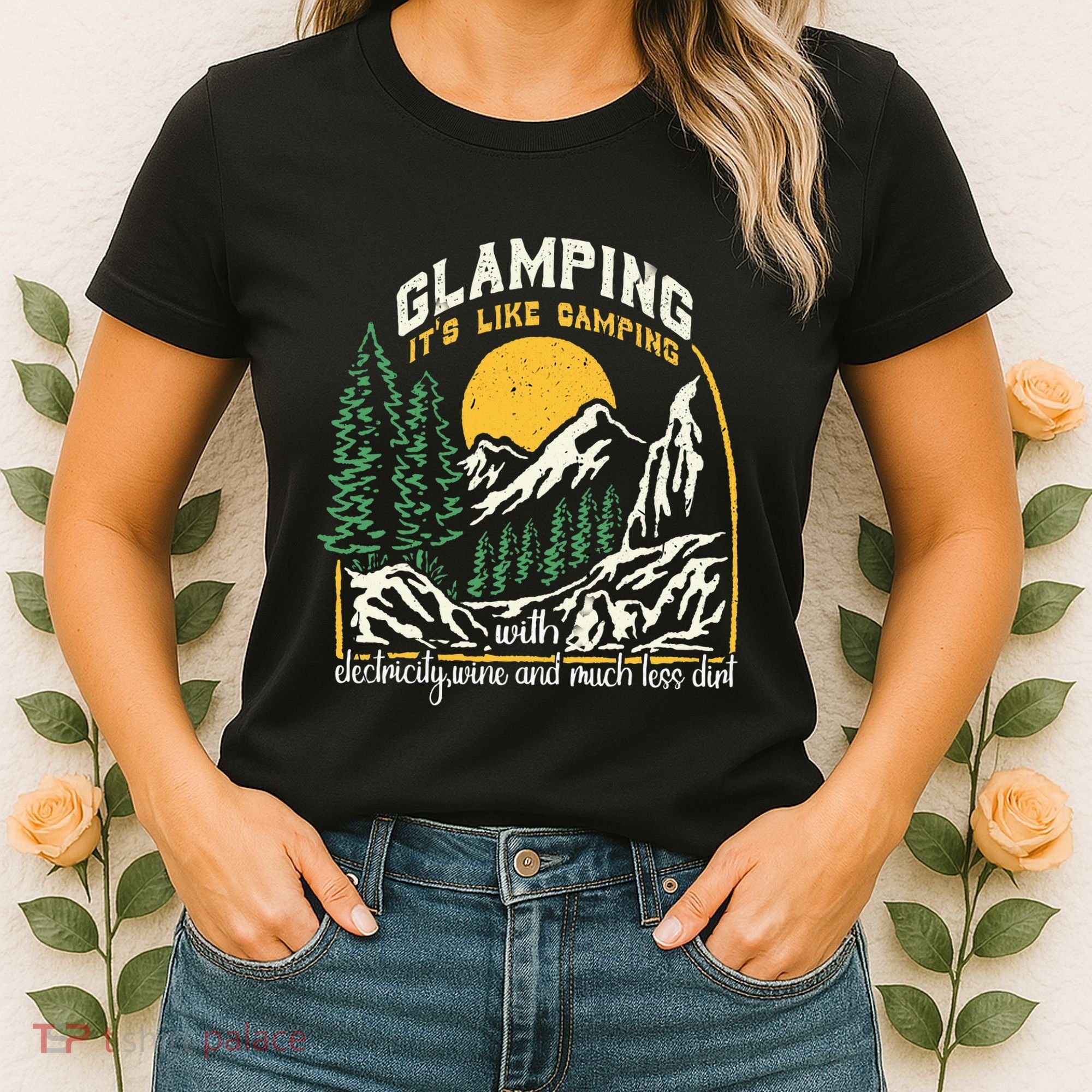 Glamping Definition Glamper Its Like Camping Spark Campers Women's T-Shirt