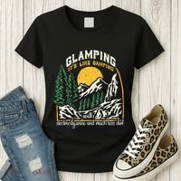 Glamping Definition Glamper Its Like Camping Spark Campers Women's T-Shirt thumb 3
