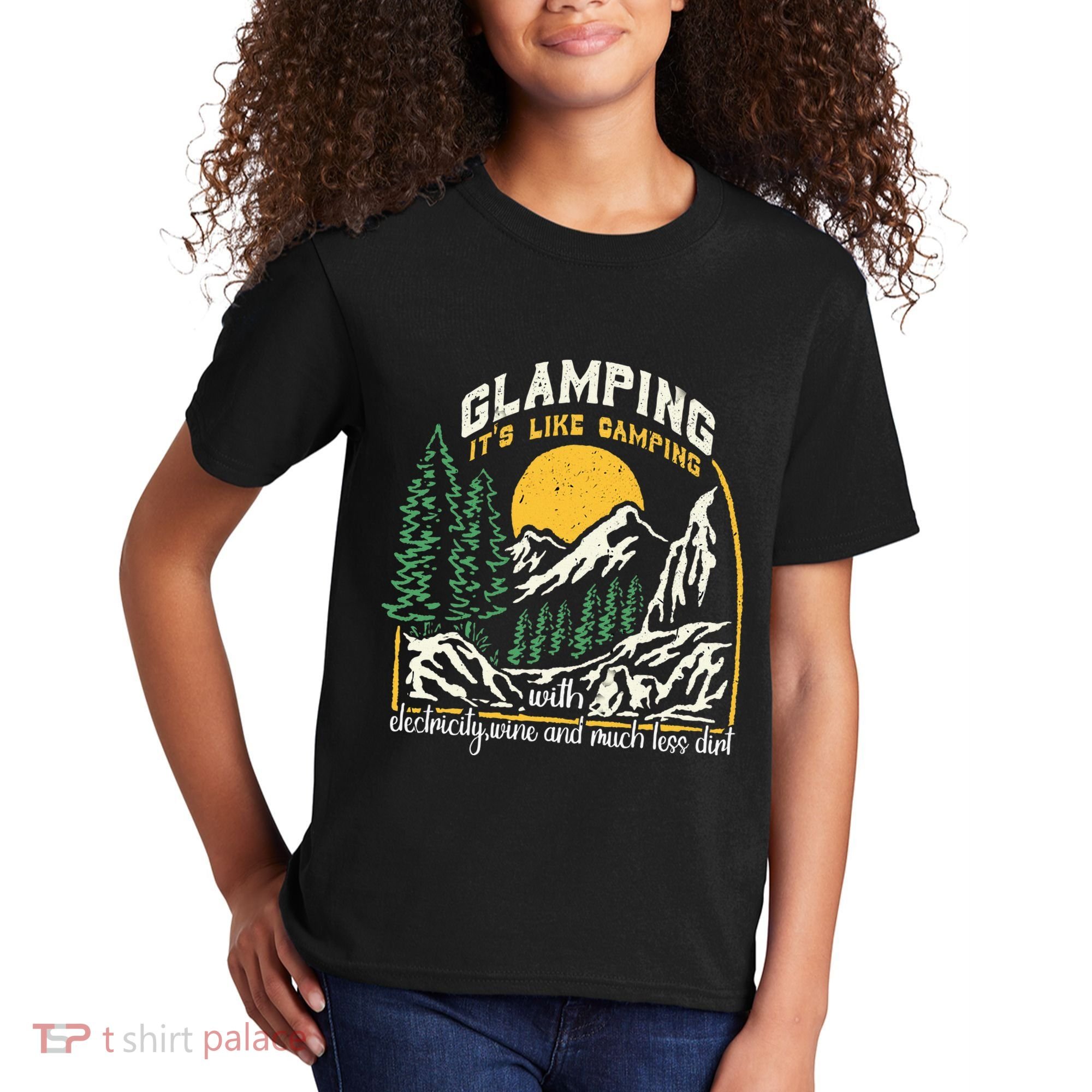 Glamping Definition Glamper Its Like Camping Spark Campers Kids T-Shirt