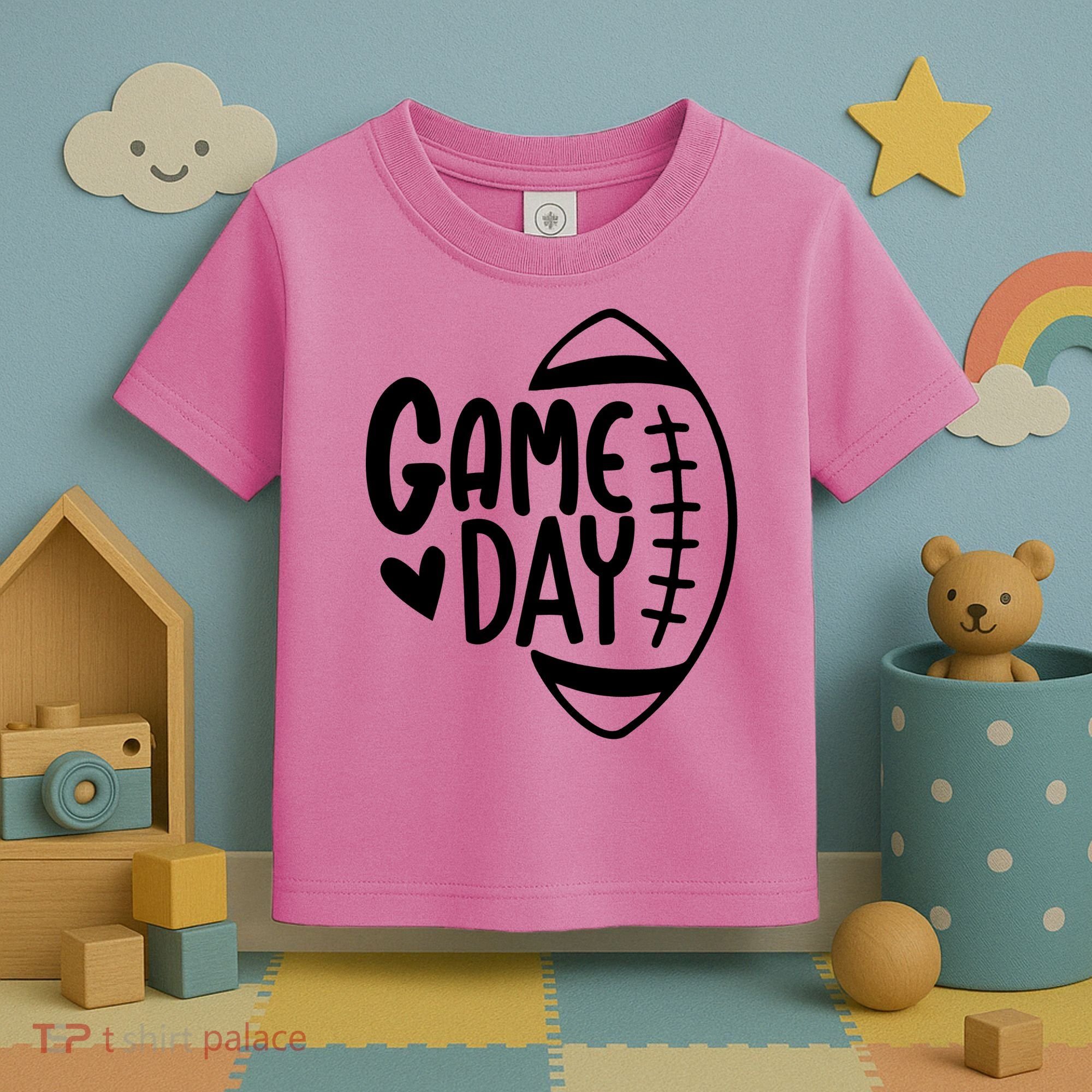 Game Day Heart Football Lover Toddler T-Shirt