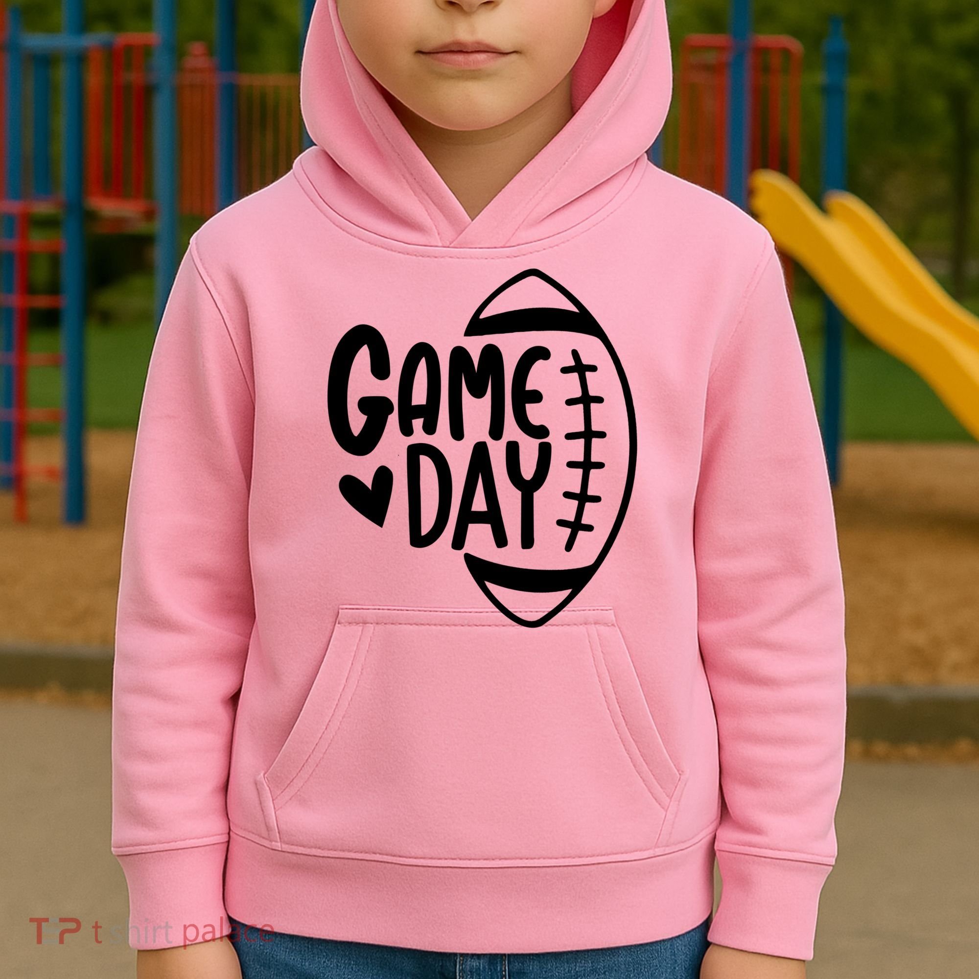 Game Day Heart Football Lover Kids Hoodie