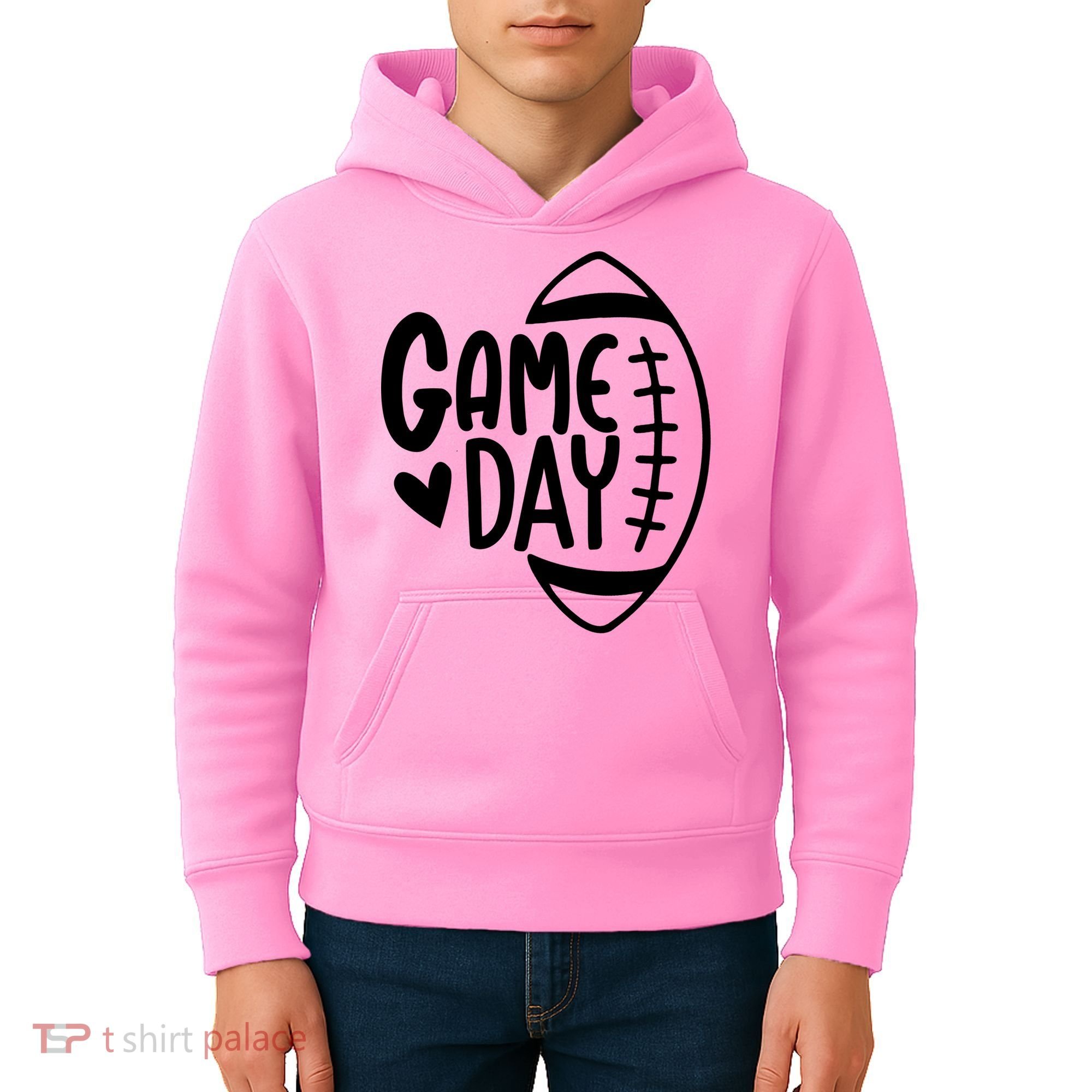 Game Day Heart Football Lover Kids Hoodie