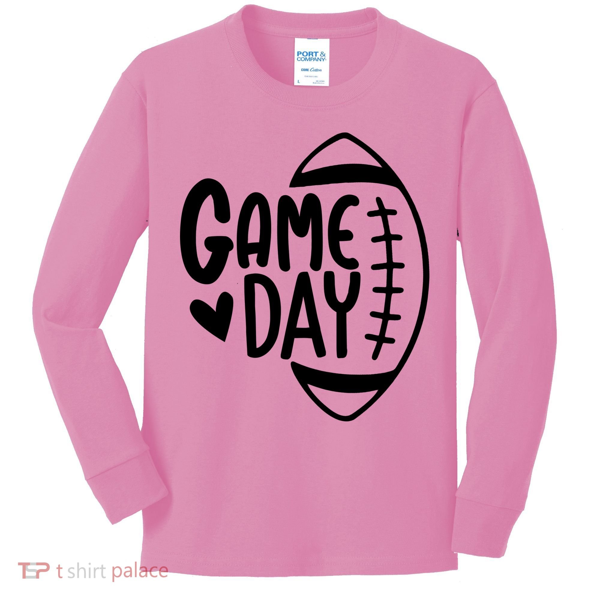 Game Day Heart Football Lover Kids Long Sleeve Shirt
