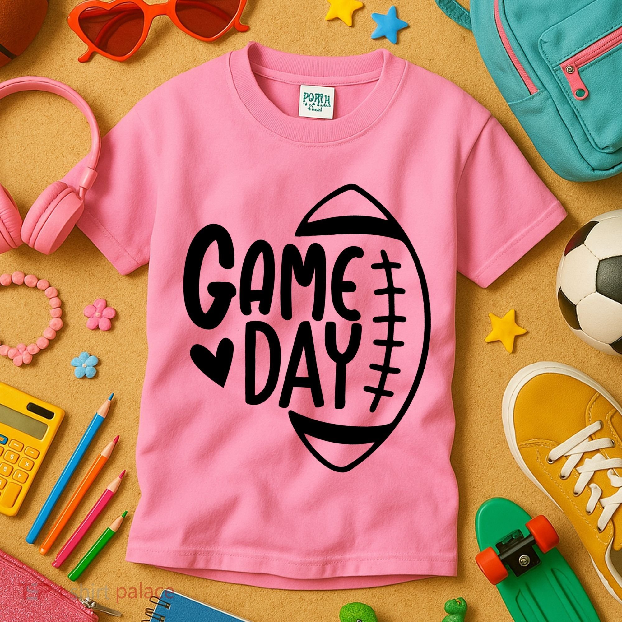 Game Day Heart Football Lover Kids T-Shirt