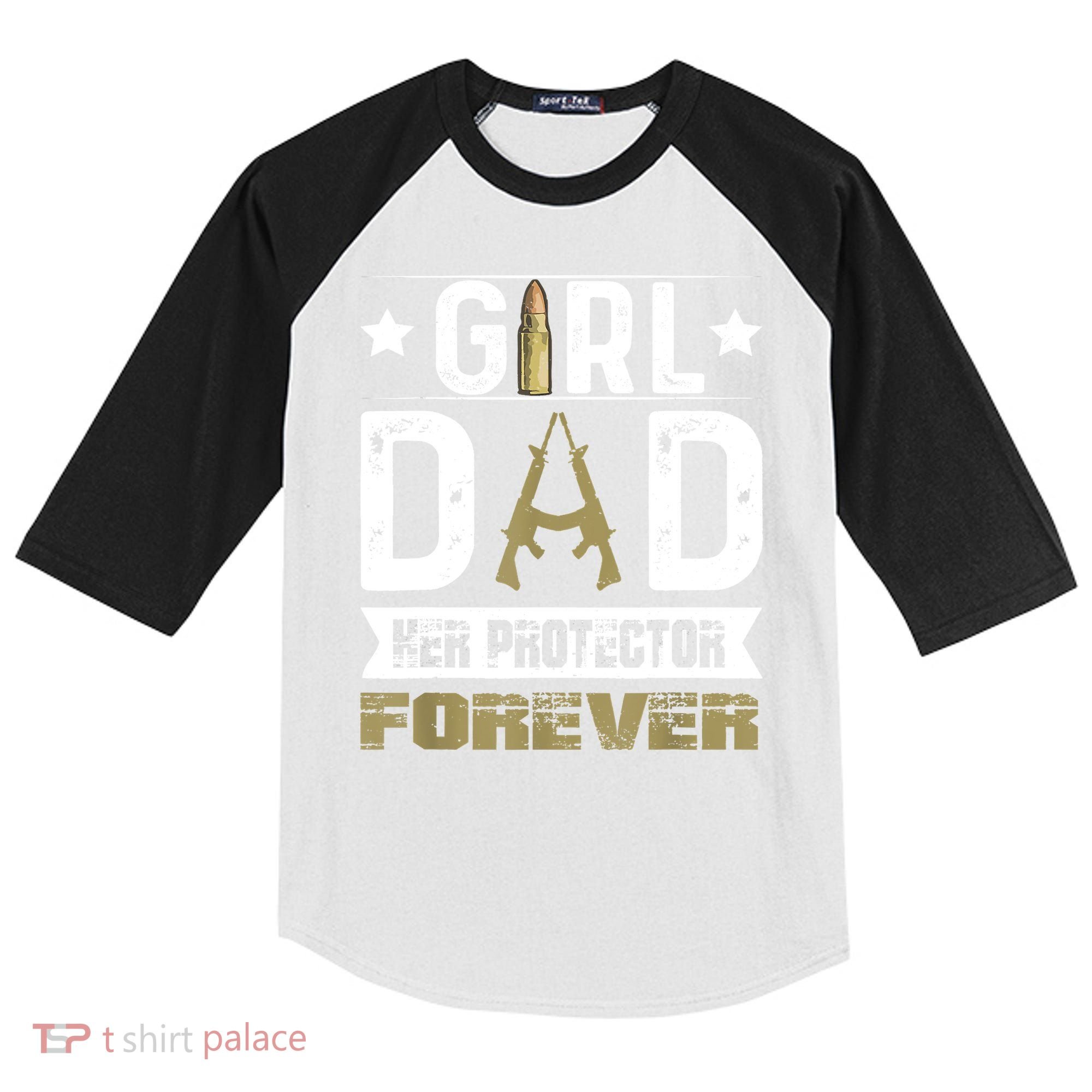 Girl Dad Her Protector Forever Father Day Kids Colorblock Raglan Jersey